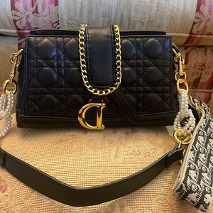 NEW black leather shoulder bag